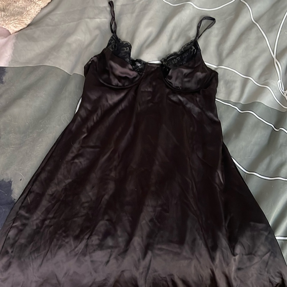Satin black slip dress